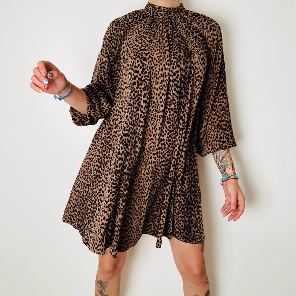 H&M Leopard Print Mini Dress - Brown and Black